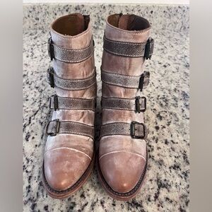 Stylish Brown Buckle Ankle Boots